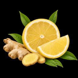 Lemon, ginger, and tea leaves